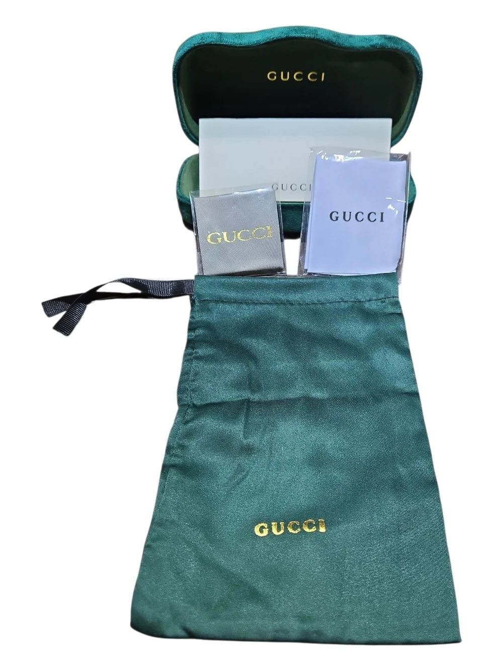 Gucci Green Velvet Sunglasses Pouch & Case Set